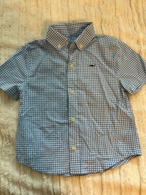 Vineyard Vines Blue and White Gingham Short-Sleeve Button-Up, 3T
